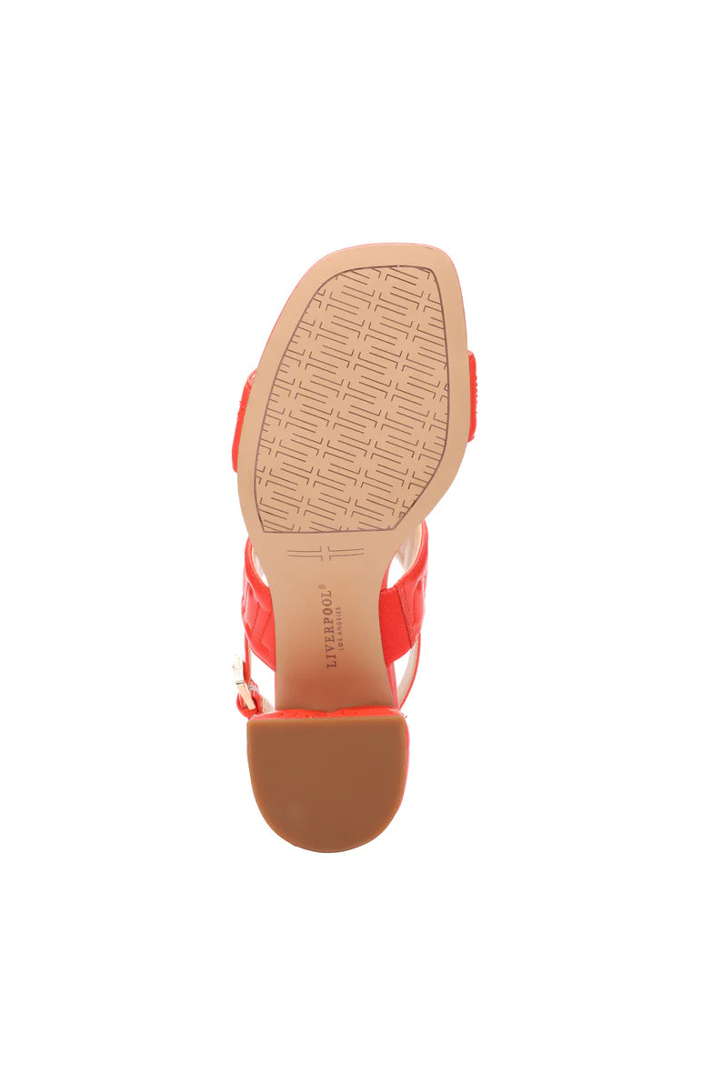 Lakewood Sandal with High Heel - Coral Blaze