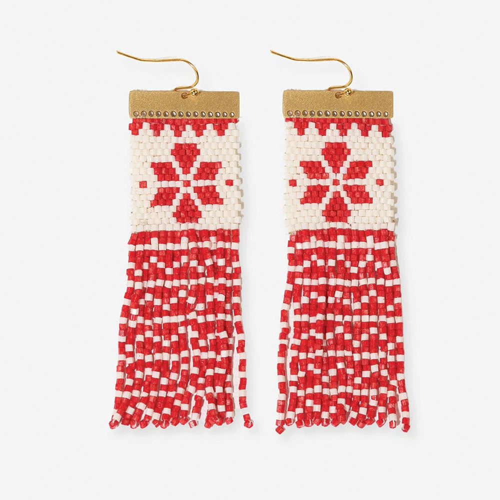 Lauren Fair Isle Holiday Beaded Earrings - Red