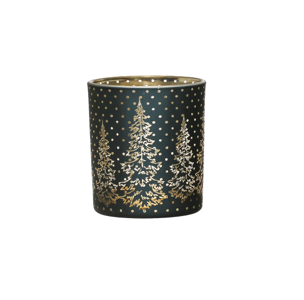 Tealight Holder with Etched Tree Scene - Small