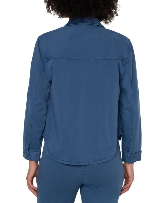 Cropped Shirt Jacket - Queen Blue