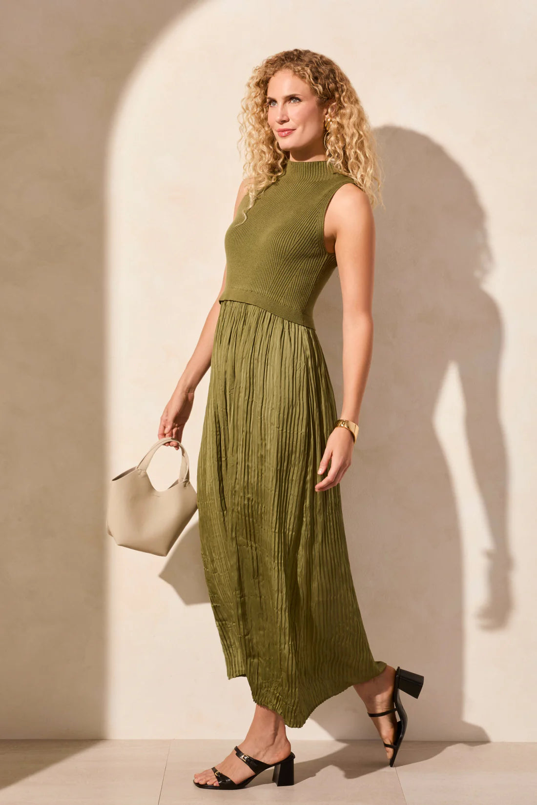Sleeveless Two-fer Maxi Dress - Loden
