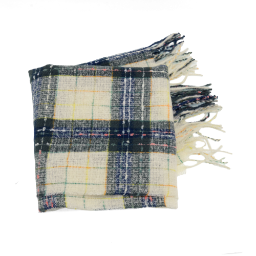 Cozy Madras Scarf - Cream