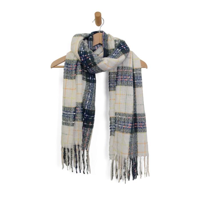 Cozy Madras Scarf - Cream