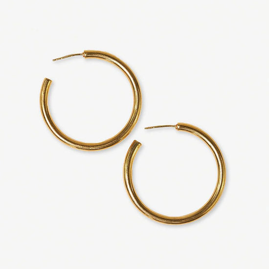 Marianne Everyday Large Chunky Hoop Earrings - Brass