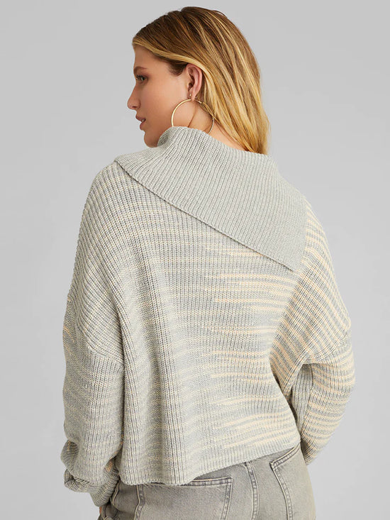 Lily Marl Split Turtleneck Sweater - Medium Heather Grey Multi