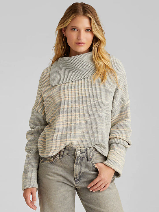 Lily Marl Split Turtleneck Sweater - Medium Heather Grey Multi