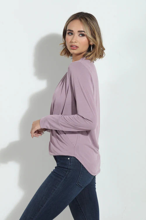 Surplice Cupro Short Sleeve Top - Light Mauve