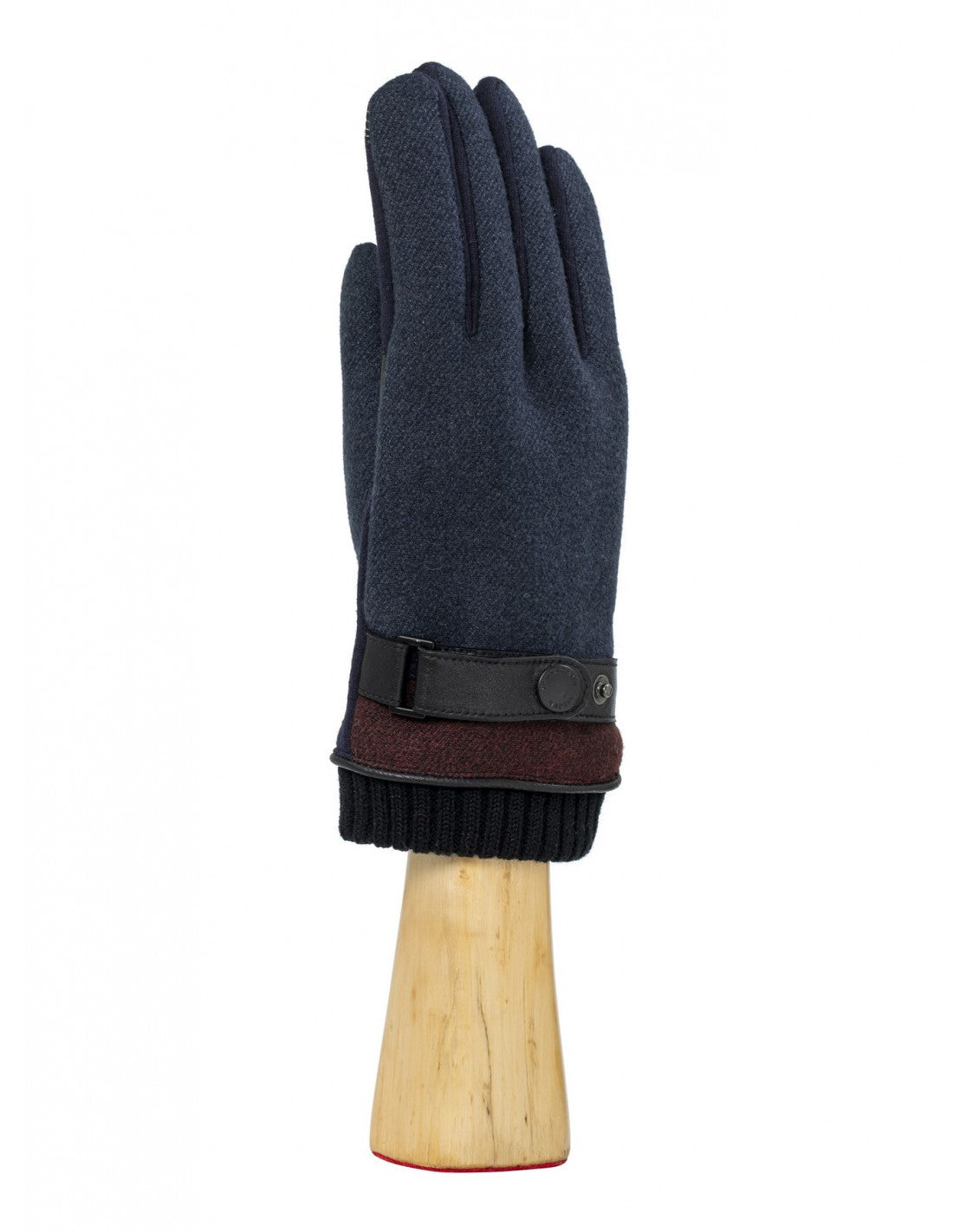 Men's Wool and Jersey Gloves with Cuffs - Marino