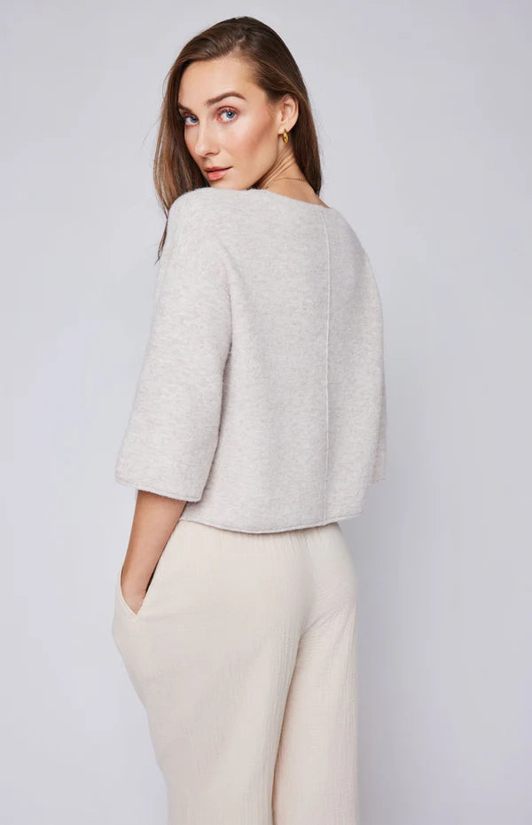 Molly Pullover Sweater with 3/4 Sleeves - Heather Oatmeal