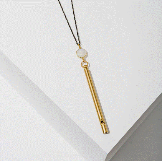 Load image into Gallery viewer, Gemstone Whistle Necklace - Moonstone
