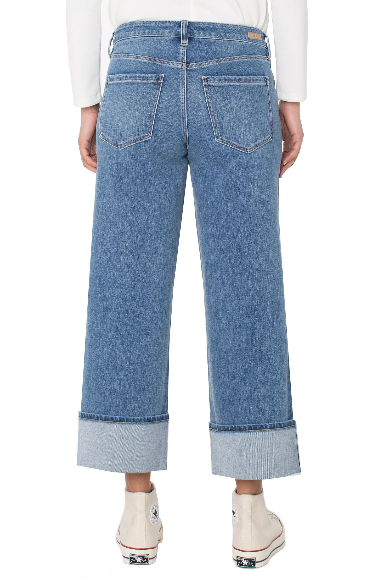 Morgan Cuffed Wide Leg Jeans - Klamath