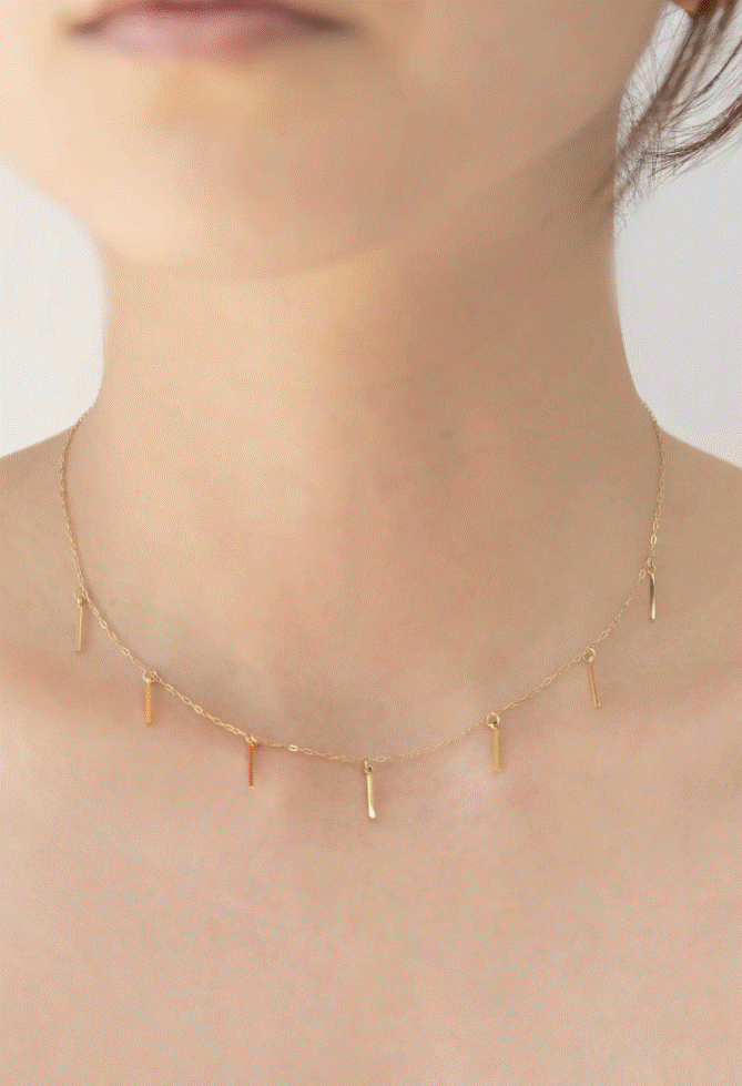 Load image into Gallery viewer, Bar Tassel Drop Necklace - Gold
