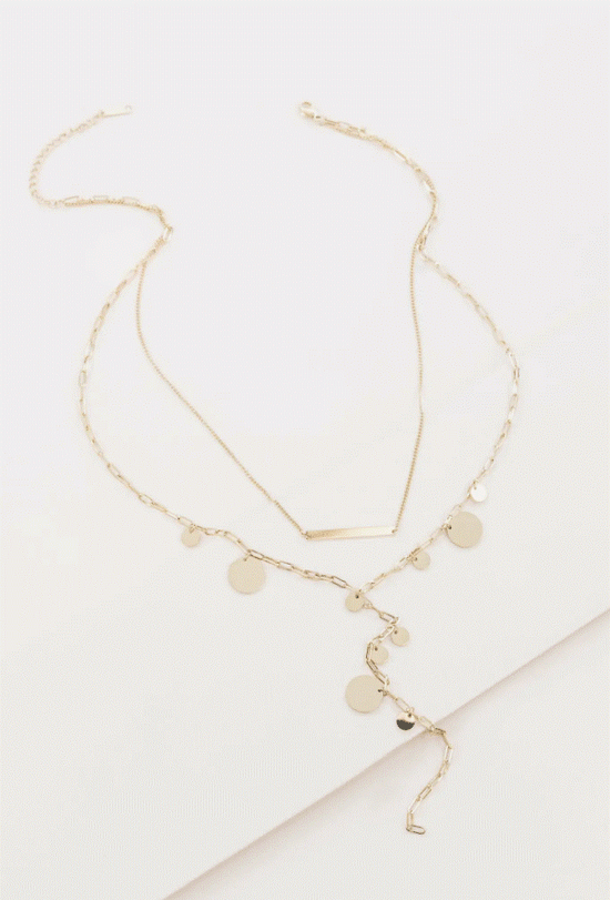 Load image into Gallery viewer, Bubble Layered Lariat Necklace - 14 K Gold
