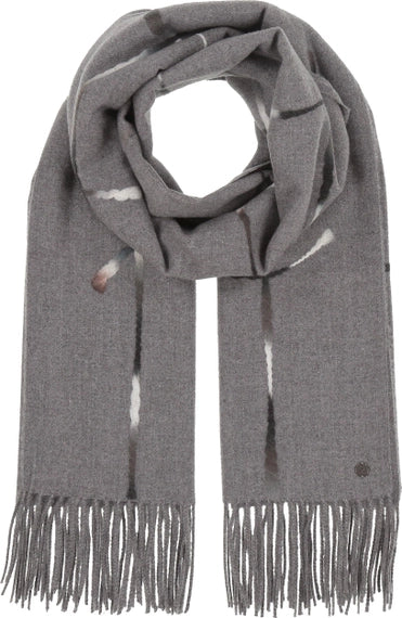 Needle Punch Grid Wrap Scarf - Grey