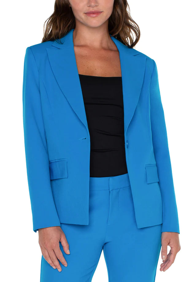 Blazer with Notched Collar - Diva Blue