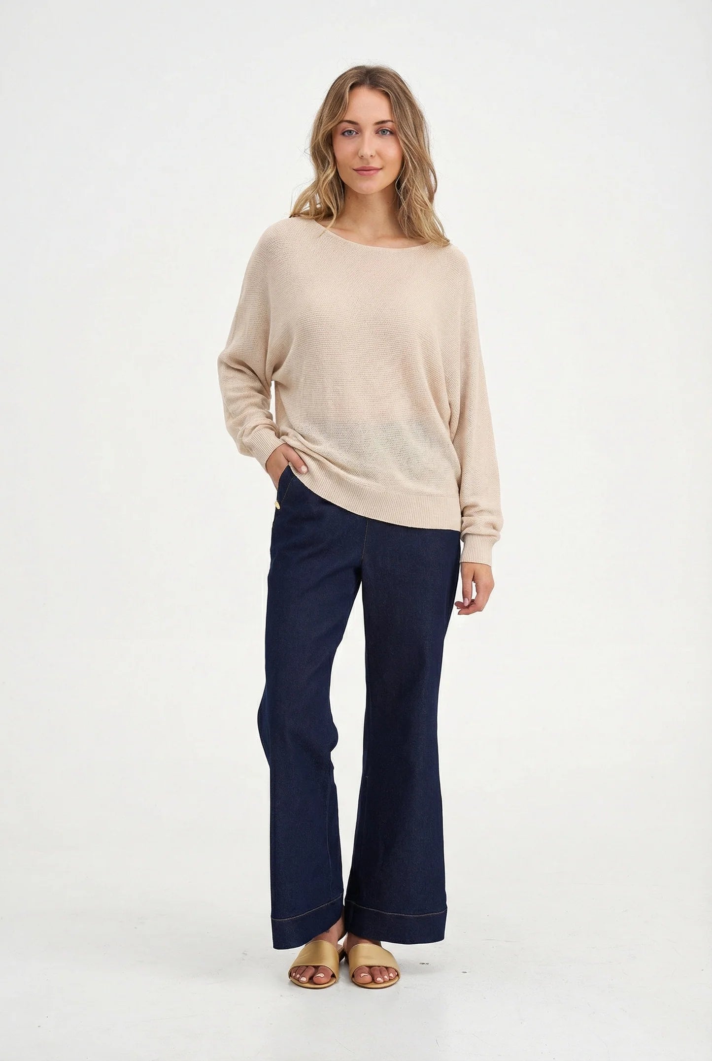 Lightweight Dolman Sleeve Sweater - Oat