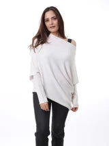 Lulla Assymetrical Boat Neck Sweater - Off White O/S