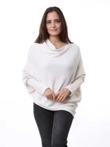 Lulla Assymetrical Boat Neck Sweater - Off White O/S