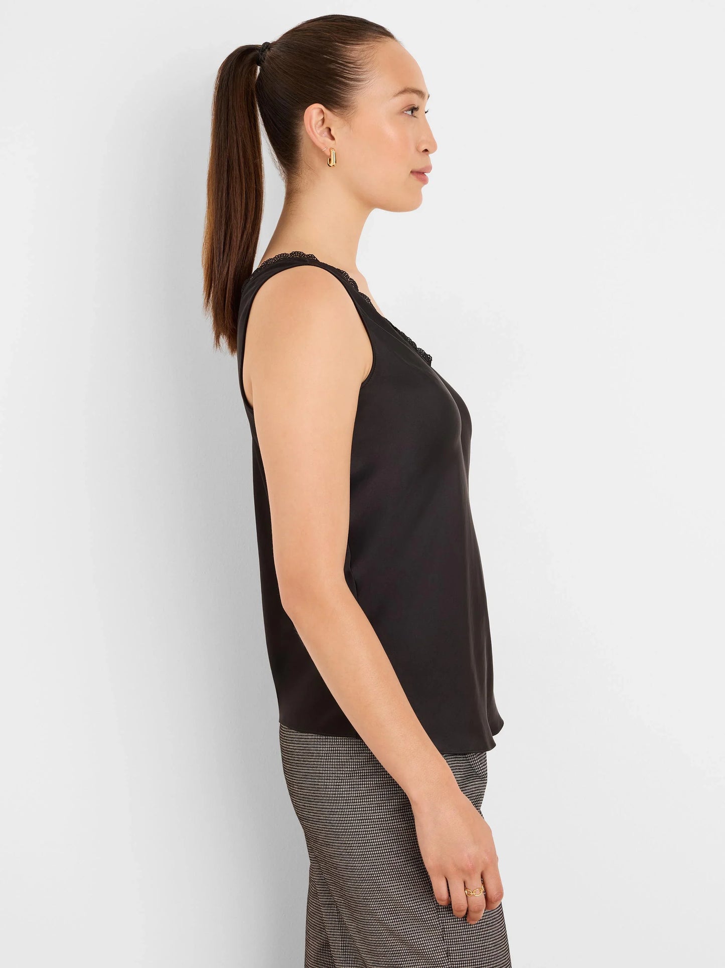 Day Gloss Lace Trim Top - Black Onyx