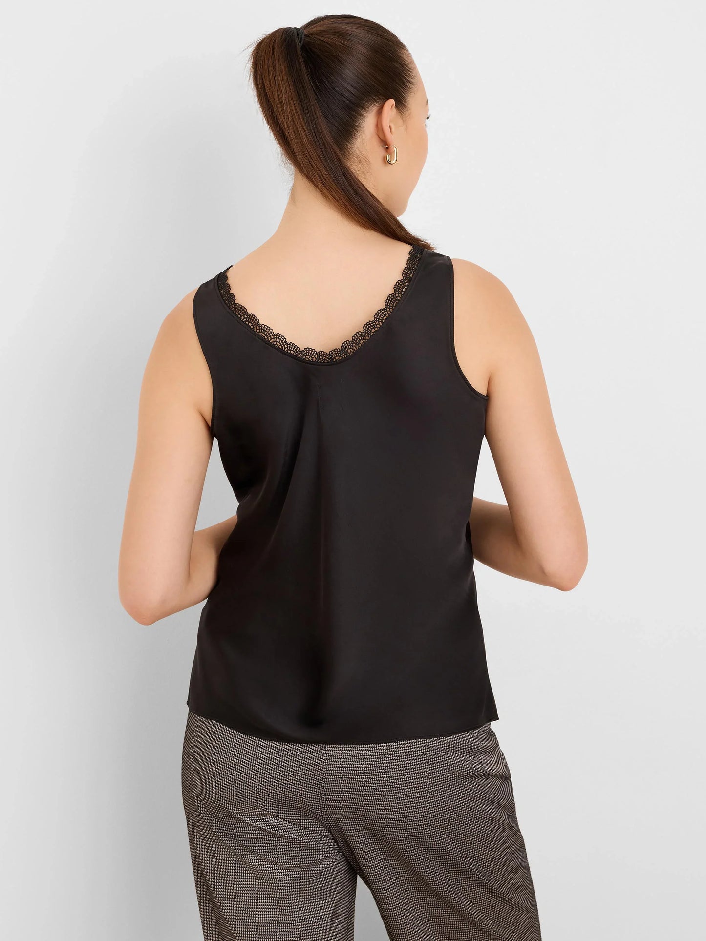 Day Gloss Lace Trim Top - Black Onyx