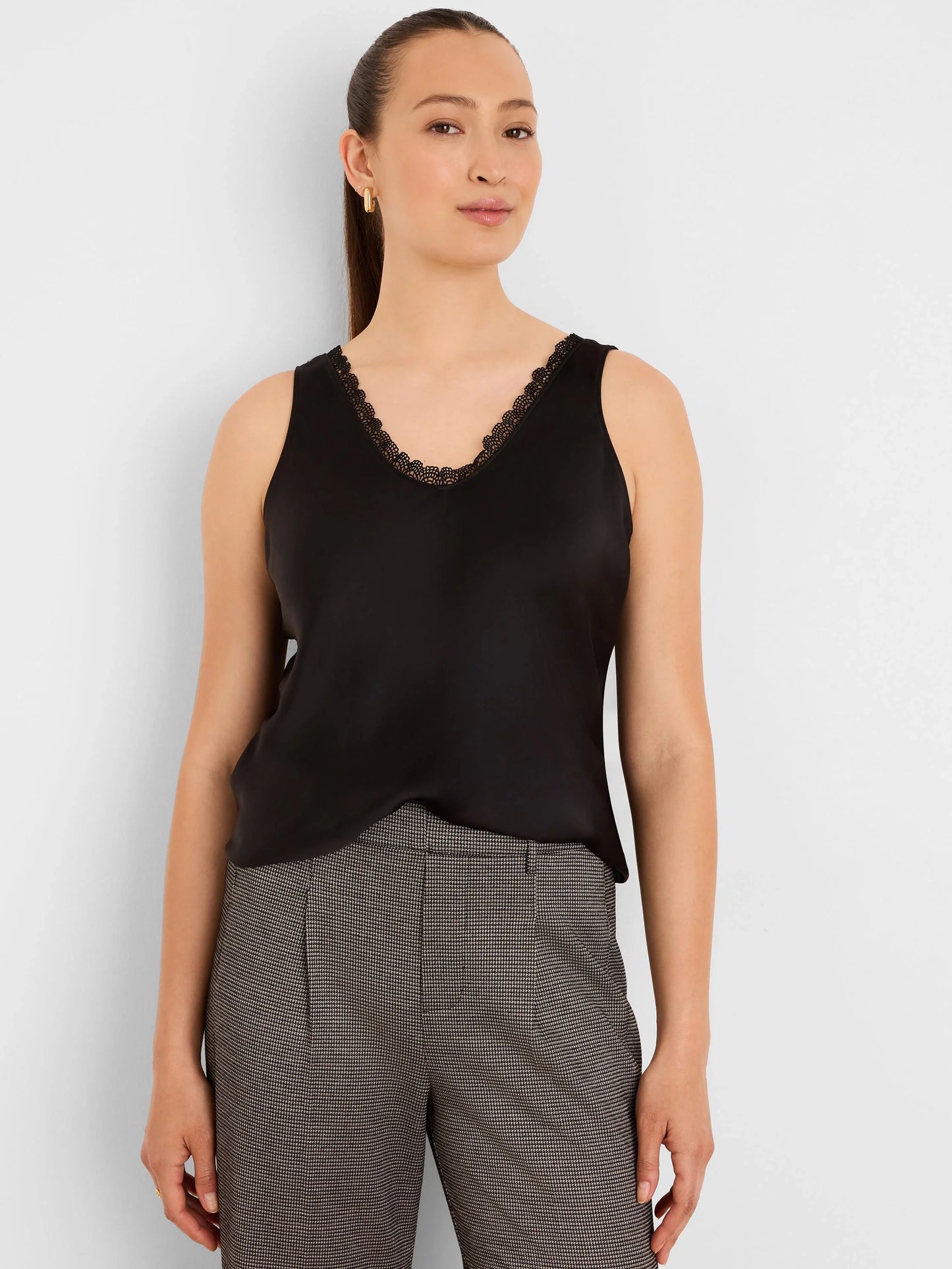 Day Gloss Lace Trim Top - Black Onyx