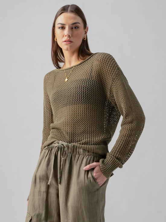 Open Knit Sweater - Burnt Olive
