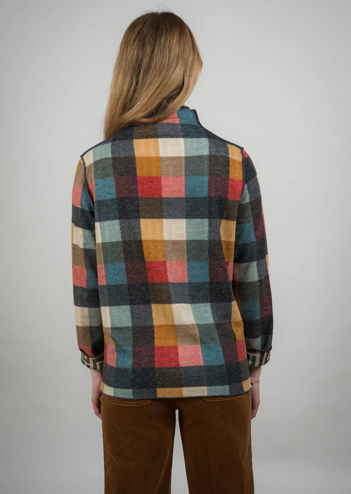 Mock Turtleneck Sweater - Orange Plaid