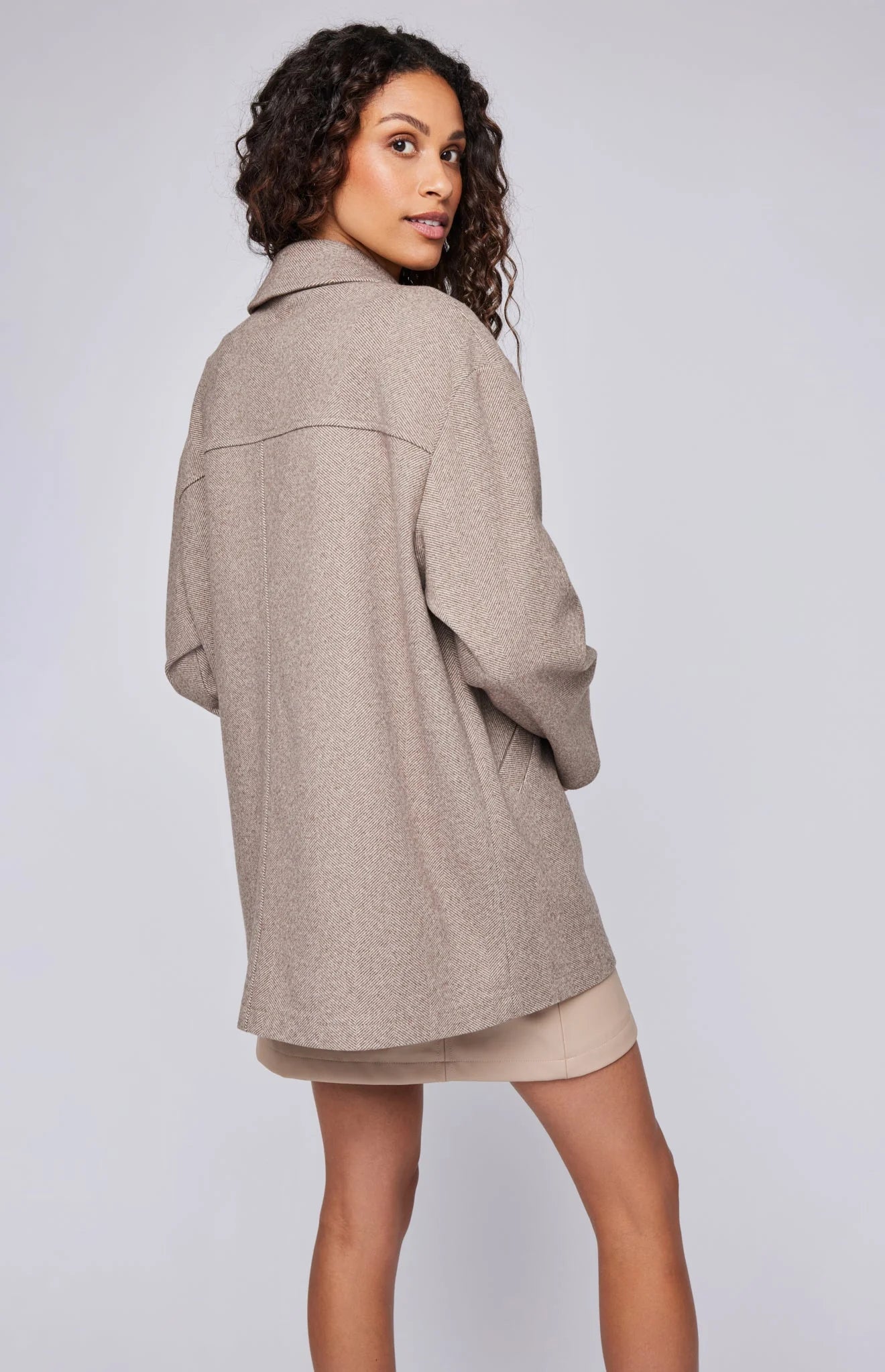 Pascal Oversized Herringbone Jacket - Coffee