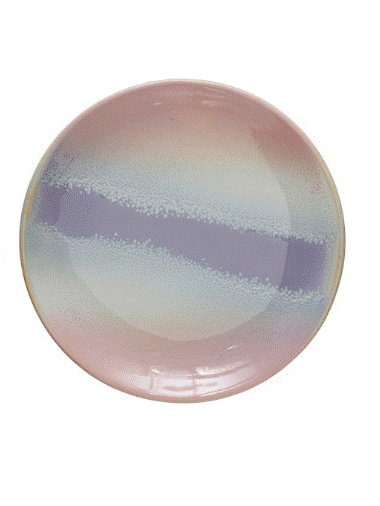 Round Stoneware Plate - Pink Multi