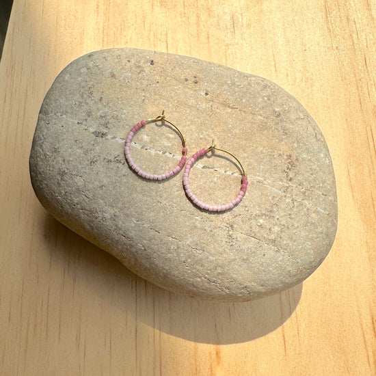 Mini Tondo Hoop Earrings - Pink