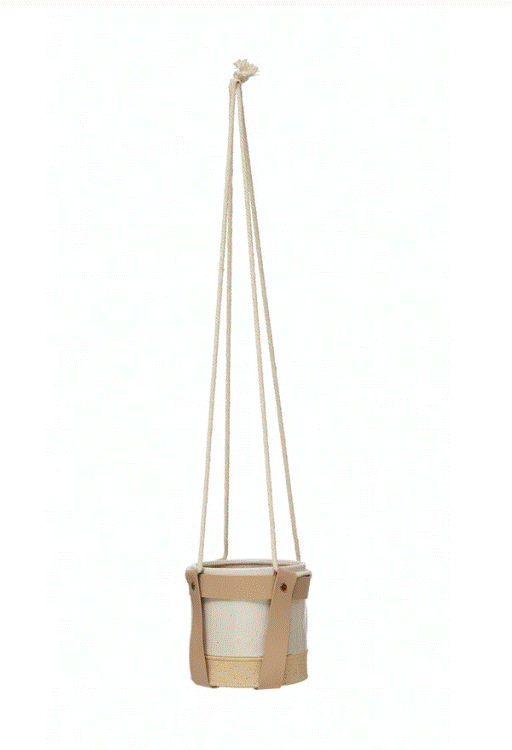 Hanging Planter with Leather Straps