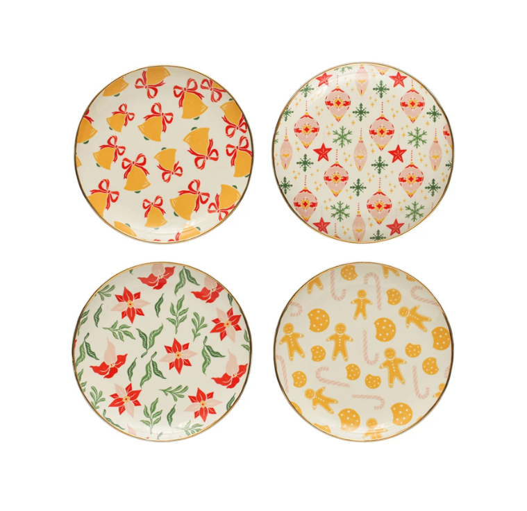 Stoneware Holiday Plates 8"