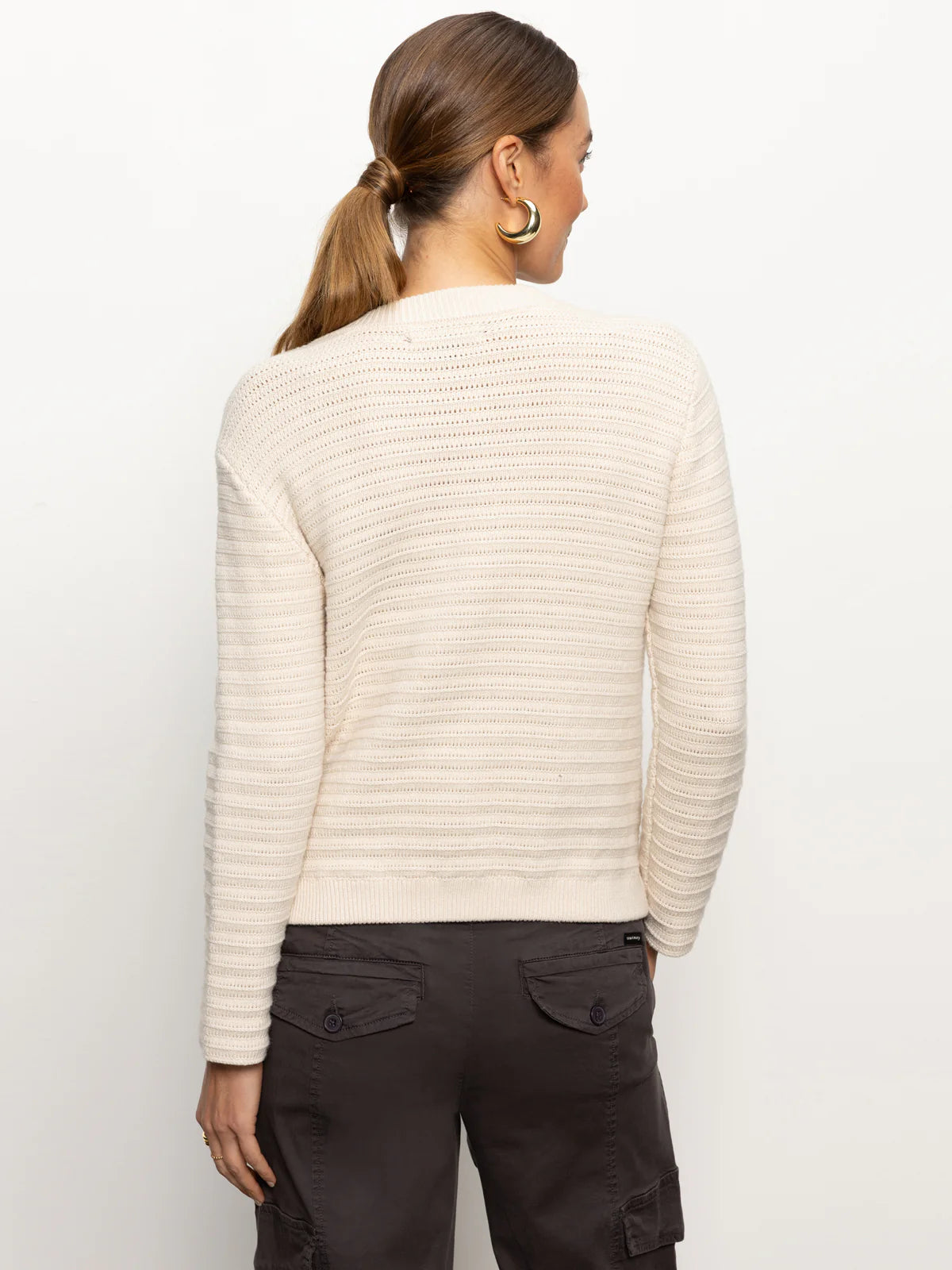 Pointelle Knit Jacket - Oat