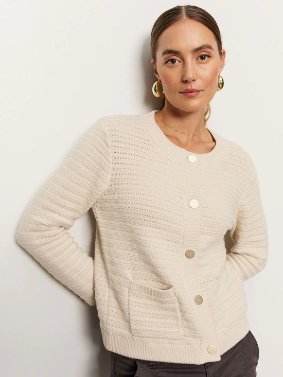 Pointelle Knit Jacket - Oat