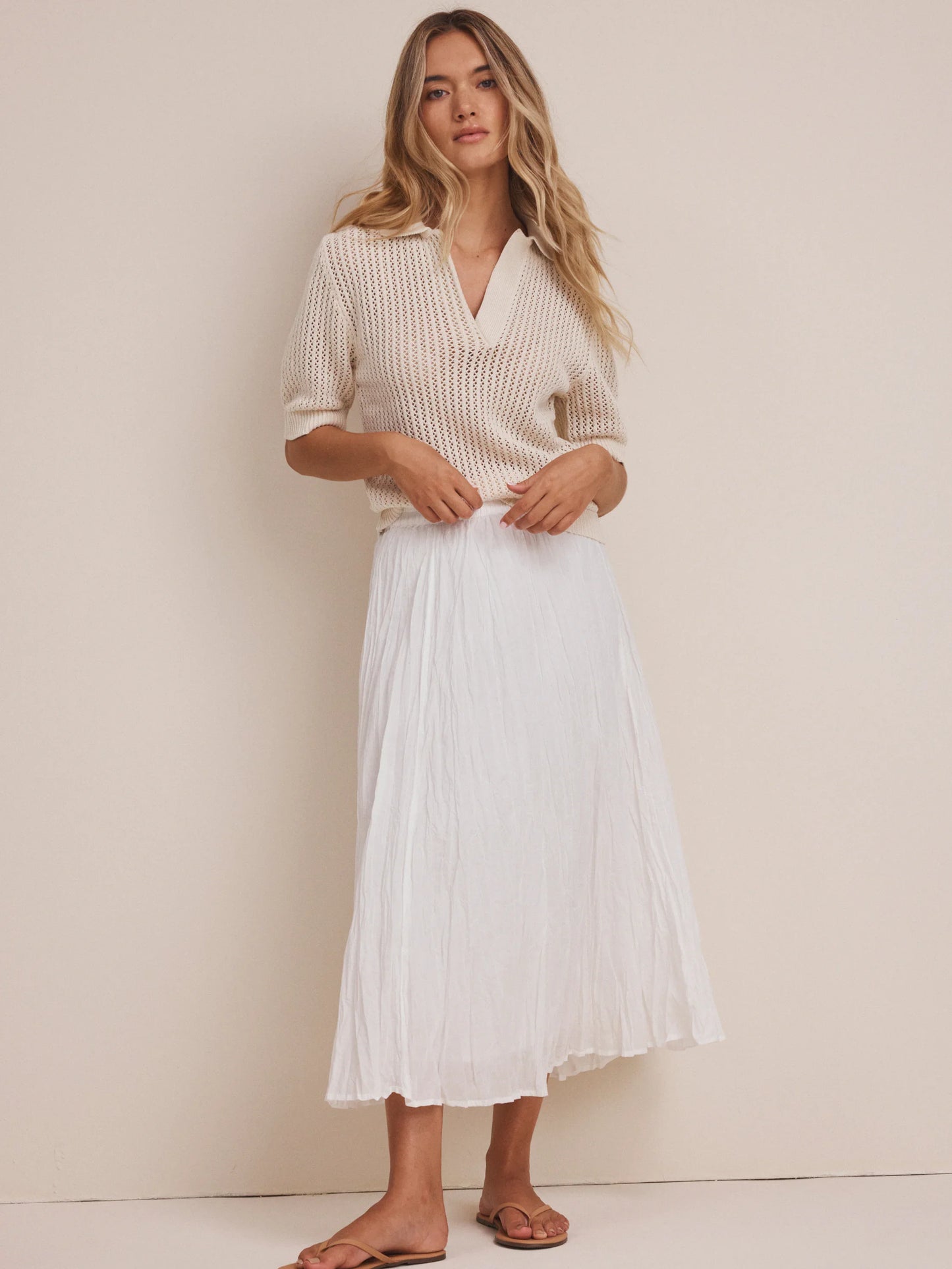 Mesh Polo Sweater - Sand