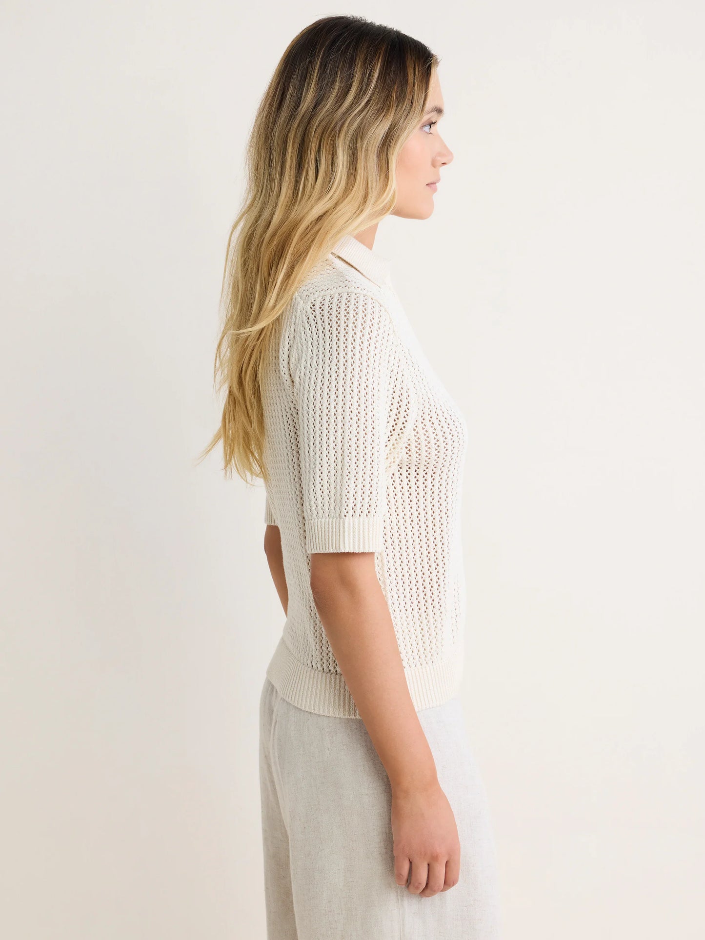 Mesh Polo Sweater - Sand