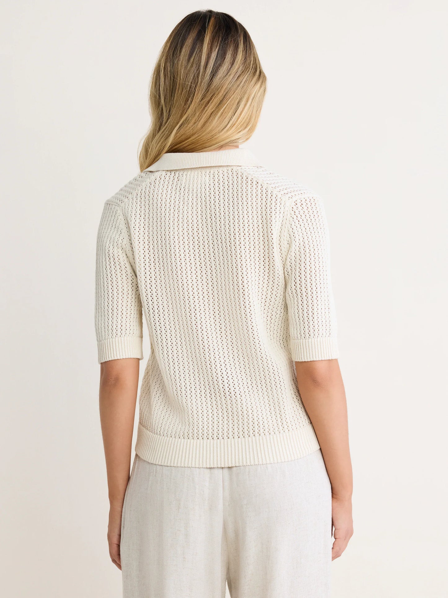 Mesh Polo Sweater - Sand
