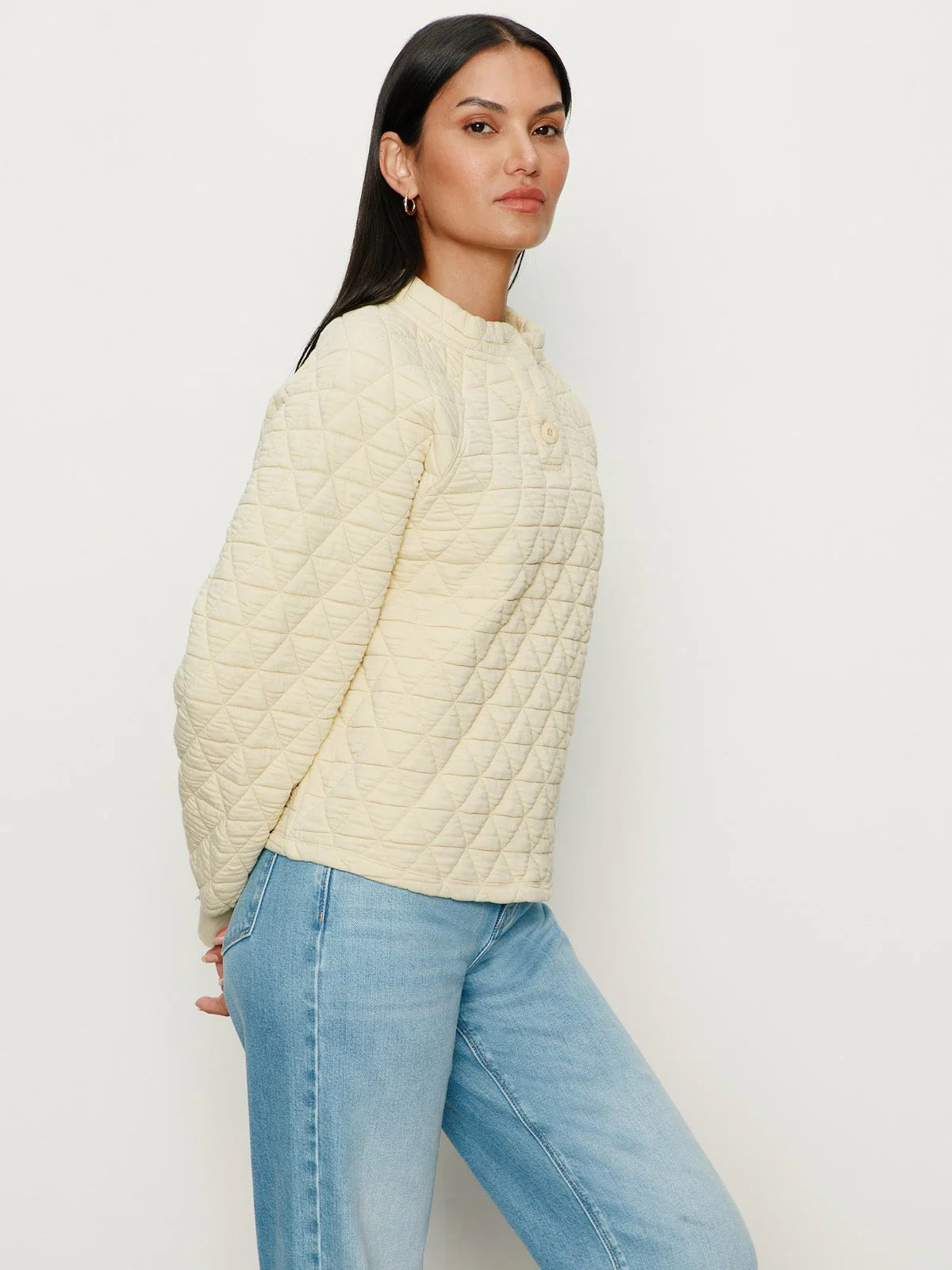 Quilted Button Up Popover - Buttercream