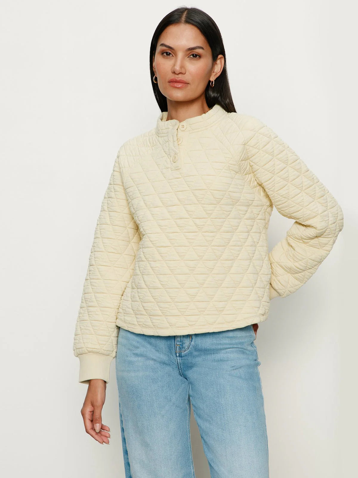 Quilted Button Up Popover - Buttercream