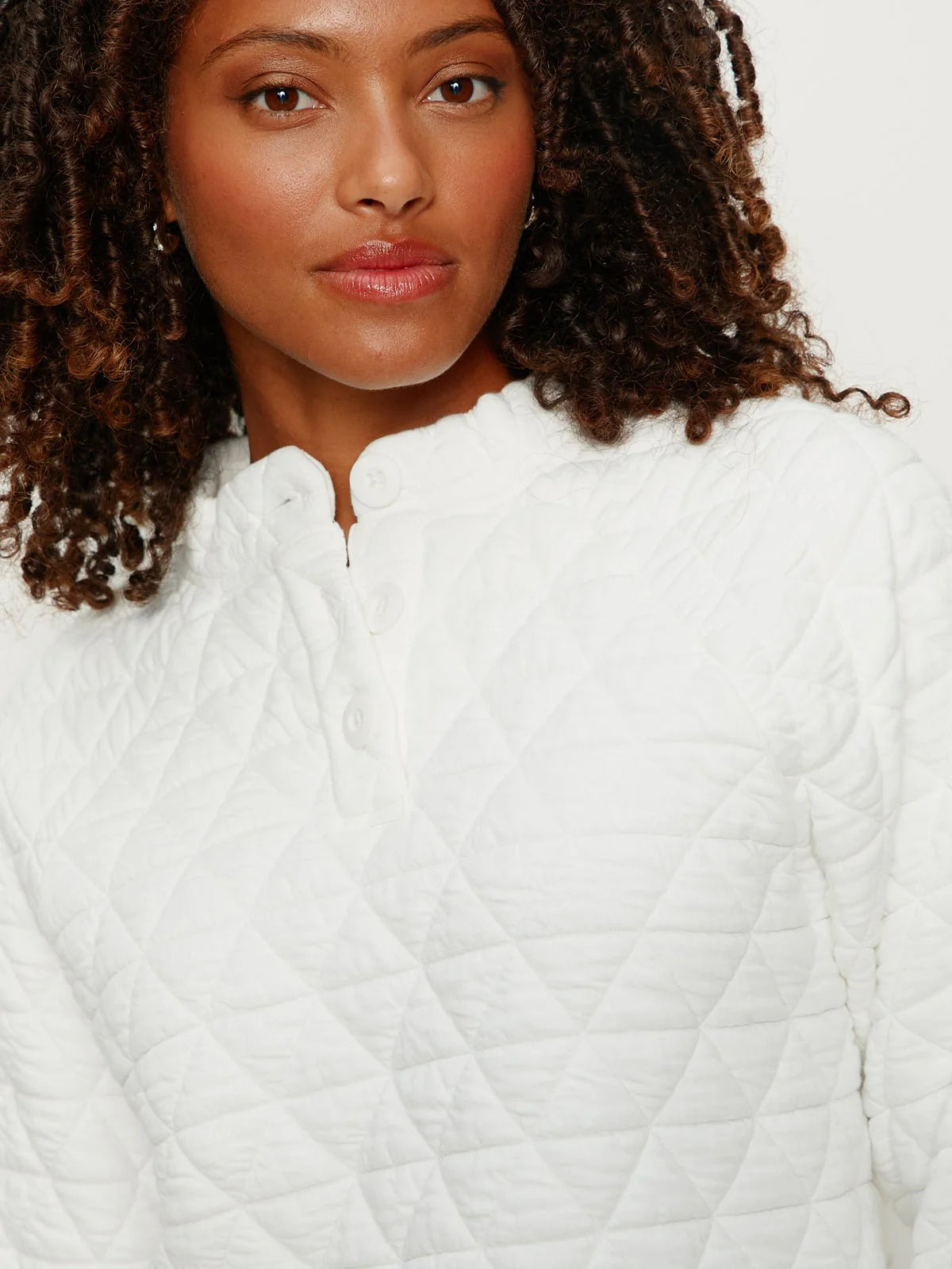 Quilted Button Up Popover - Chalk