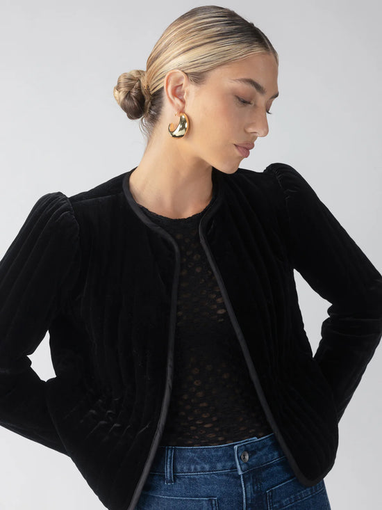 Quilted Velvet Jacket - Black