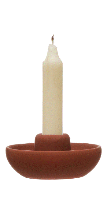 Load image into Gallery viewer, Stoneware Taper Candle Holder - Red

