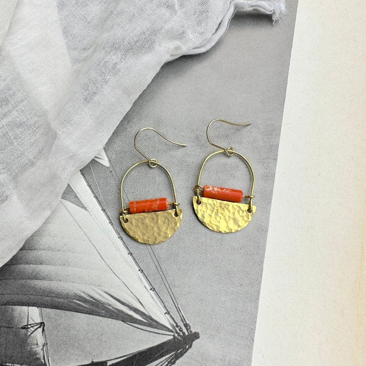 Mini Drop Earrings - Red Jasper