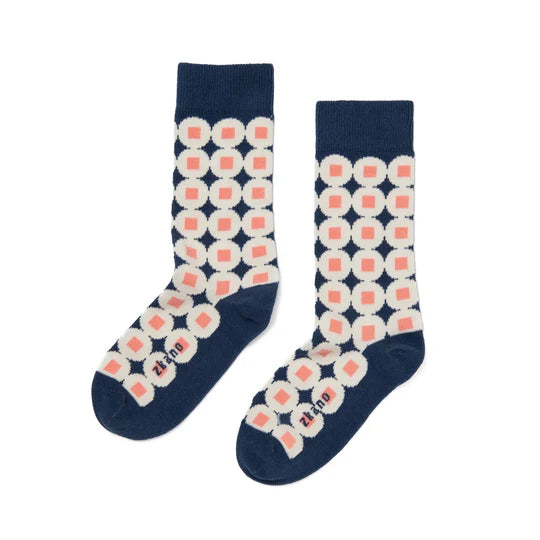 Retro Dots Crew Socks - Navy