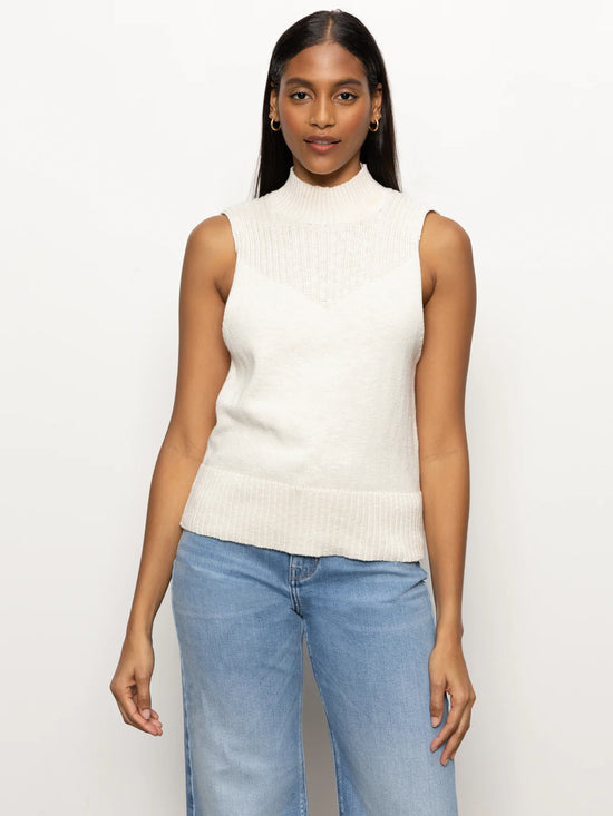 Ribbed Mock Neck Tank - Oat