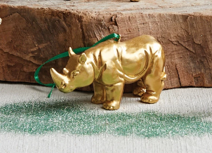 Gold Rhino Holiday Ornament