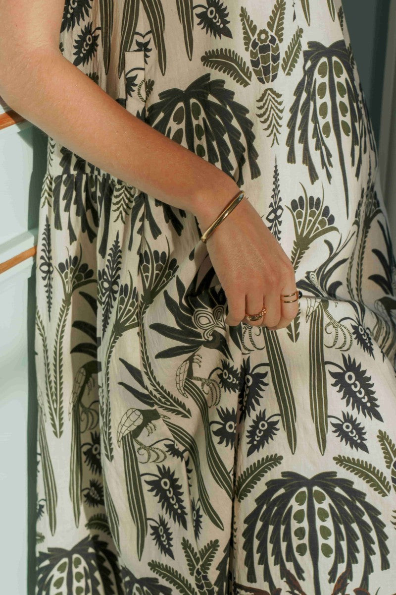 Sleeveless Print Maxi Dress - Black/White