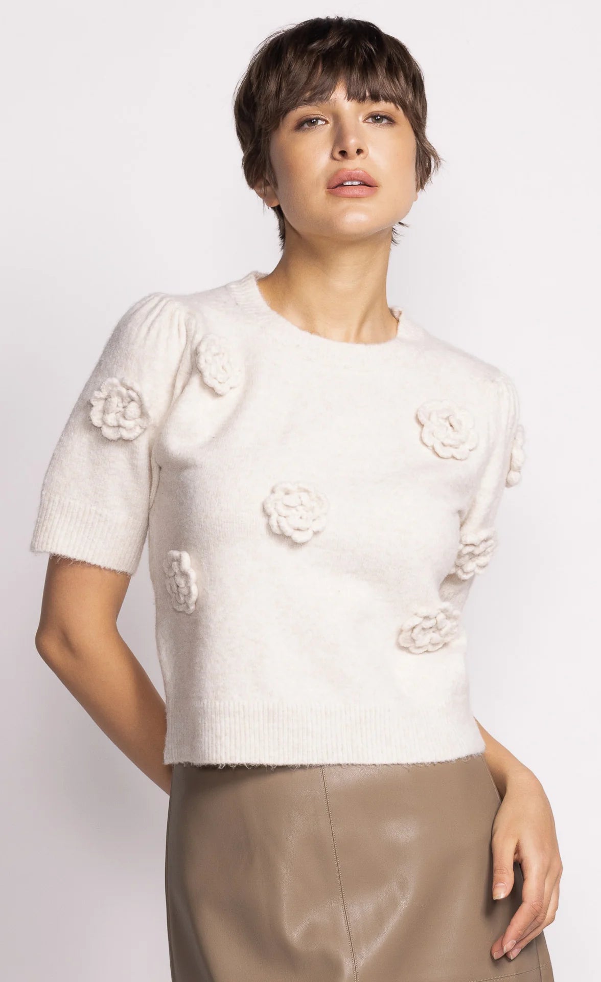 Roslyn Short Sleeve Sweater - Off White