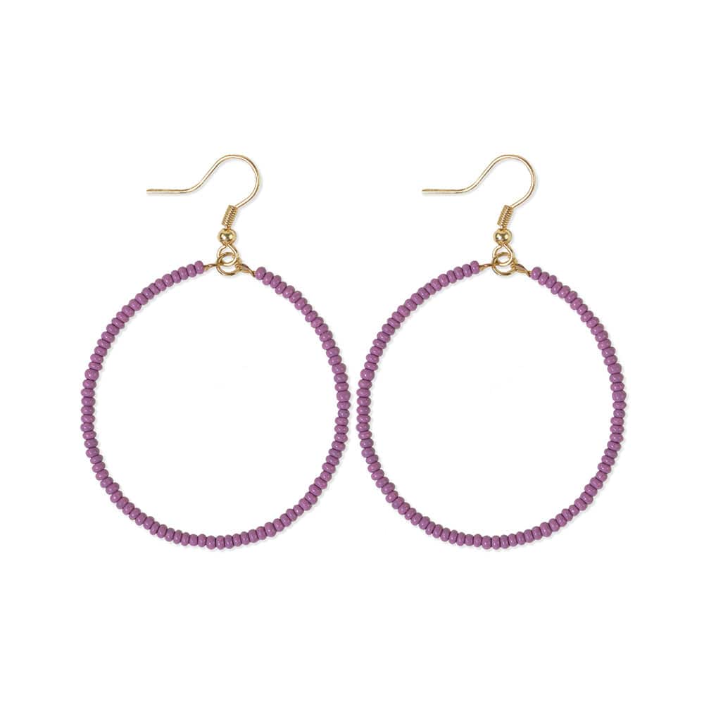 Ruby Bead Hoop Earrings - Lilac