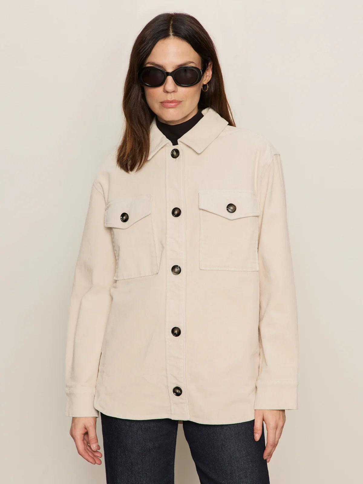 Corduroy Shacket - Mother of Pearl